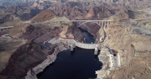 Hoover Gát Nevadában Mountain Colorado Folyó Háttérben Híd Drón — Stock videók