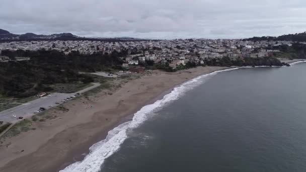 Бейкер Бич Сан Франциско Калифорния Зона Морского Утеса Заднем Плане — стоковое видео