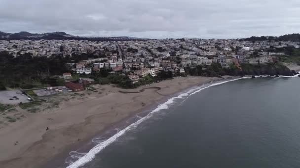 Бейкер Бич Сан Франциско Калифорния Зона Морского Утеса Заднем Плане — стоковое видео