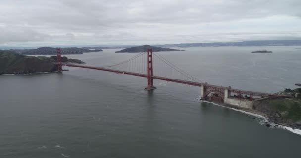 Golden Gate Bridge São Francisco Califórnia Eua Drone — Vídeo de Stock