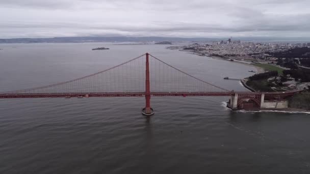Golden Gate Bridge San Francisco Kalifornien Stadtbild Und Insel Alcatraz — Stockvideo