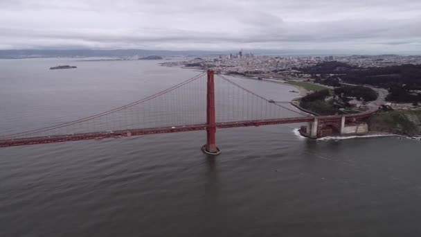 Golden Gate Bridge San Francisco Kalifornien Cityscape Och Alcatraz Island — Stockvideo