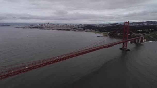 Puente Golden Gate San Francisco Día Nublado Objeto Turístico Puente — Vídeos de Stock
