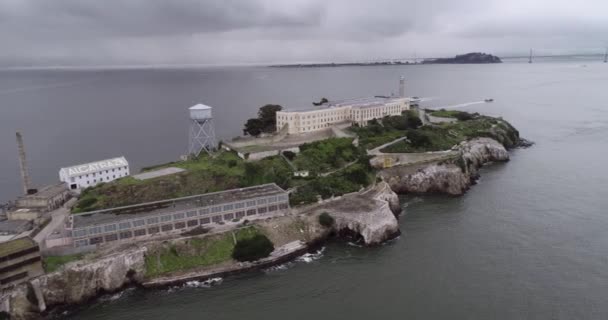 Vista Aérea Ilha Alcatraz Baía São Francisco Eua Mais Famosa — Vídeo de Stock