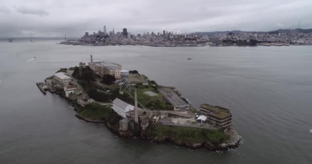 Vista Aérea Ilha Alcatraz Baía São Francisco Eua Mais Famosa — Vídeo de Stock