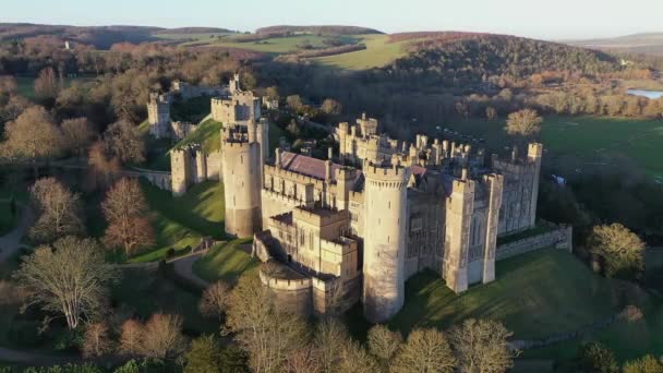 Arundel Castle Arundel West Sussex England United Kingdom 鸟瞰视野 — 图库视频影像