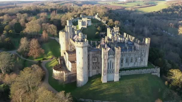 Замок Арундел Арундел Уэст Сассекс Англия Великобритания Bird Eye View — стоковое видео