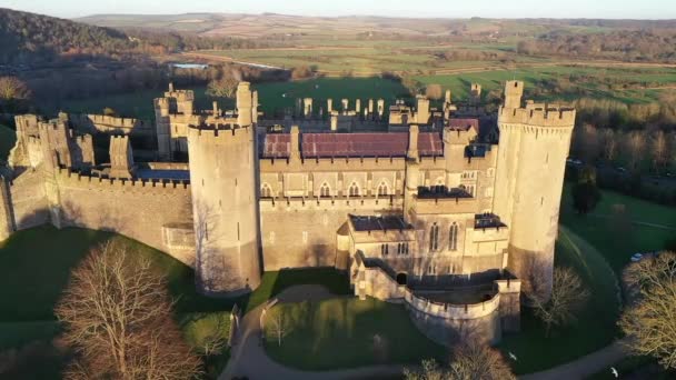 Arundel Castle Arundel West Sussex England Storbritannien Fågelperspektiv — Stockvideo