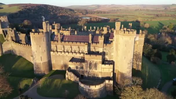 Arundel Castle Arundel West Sussex England Vereinigtes Königreich Vogelperspektive — Stockvideo