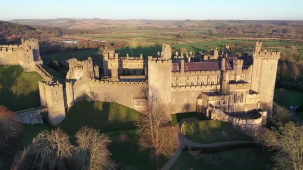 Arundel Castle Arundel West Sussex Angleterre Royaume Uni Vue Oiseau — Video
