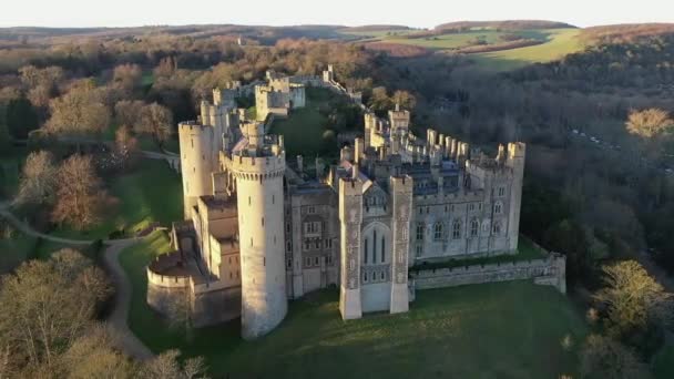 Arundel Castle Arundel West Sussex England United Kingdom 鸟瞰视野 — 图库视频影像