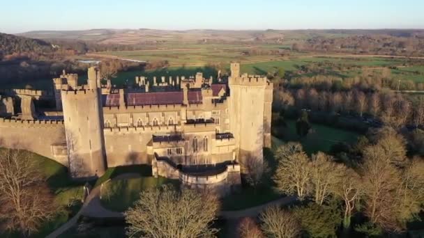 Arundel Castle Arundel West Sussex England Egyesült Királyság Madártávlat — Stock videók