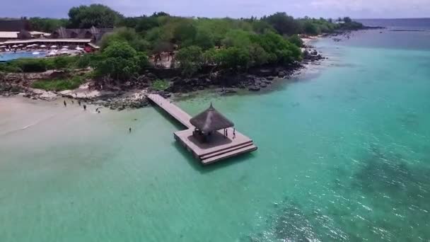 Albion Beach Mauritius Eiland Indische Oceaan Kustlijn Achtergrond Mensen Spelen — Stockvideo
