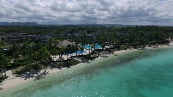 Belle Mare Luxury Beach Hotel Mauritius Tájkép Indiai Óceán Háttérben — Stock videók