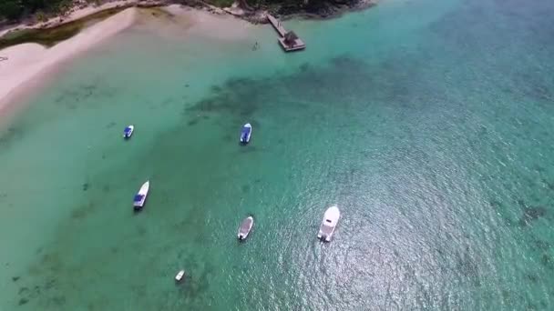 毛里求斯岛和阿尔比昂海滩 背景中的海岸线和人们在玩耍 印度洋 从上方看 — 图库视频影像