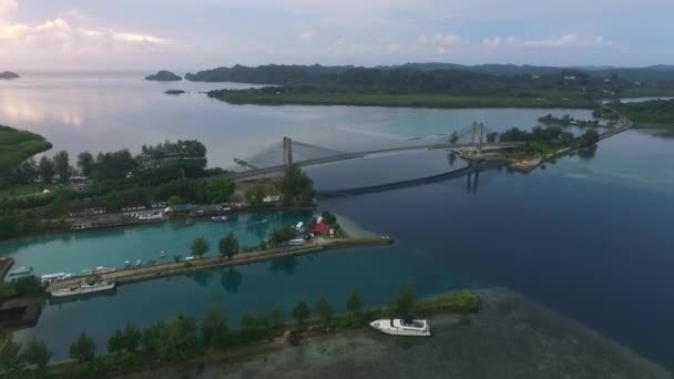 Koror Babeldaob Bridge Koror Palau Japan Palau Vänskapsbron Bron Förbinder — Stockvideo