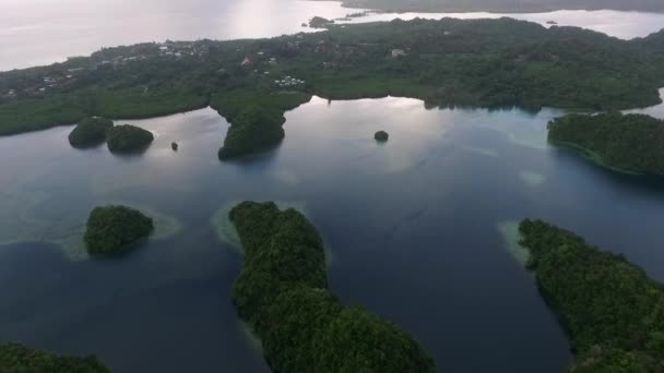 Luftaufnahme Der Insel Koror Viele Grüne Inseln Palau Seascape Mit — Stockvideo