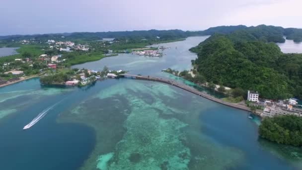 Landschaft Und Meereslandschaft Der Insel Koror Palau Long Island Park — Stockvideo