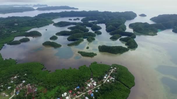 Palau Koror Island Área Con Muchos Islotes Pequeños Fondo Arrecifes — Vídeos de Stock