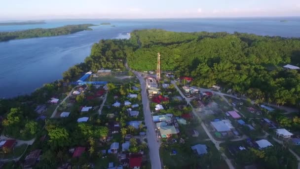 Palau Peleliu Island Area Com Paisagem Urbana Fundo Drone — Vídeo de Stock