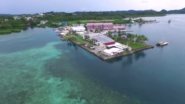Seascape Koror Island Palau Palau Aquarium Landmark Marina Hotel Drone — Vídeo de Stock