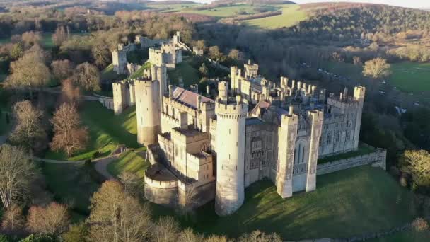 Arundel Castle Arundel West Sussex England United Kingdom Pohled Ptačího — Stock video