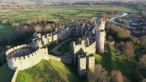 Arundel Castle Arundel West Sussex England United Kingdom バード ビュー — ストック動画