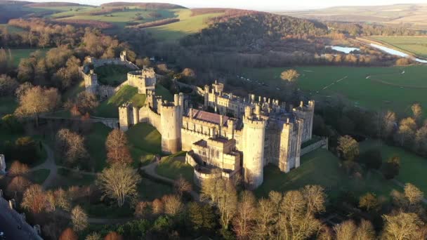 Arundel Castle Arundel West Sussex England United Kingdom バード ビュー — ストック動画