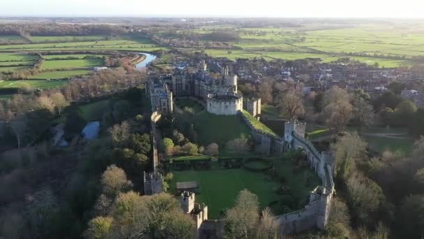 Arundel Castle Arundel West Sussex England United Kingdom 鸟瞰视图 — 图库视频影像