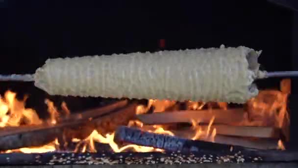 Sakotis Польский Традиционный Торт Слюны Торт Масла Яичных Белков Желтков — стоковое видео
