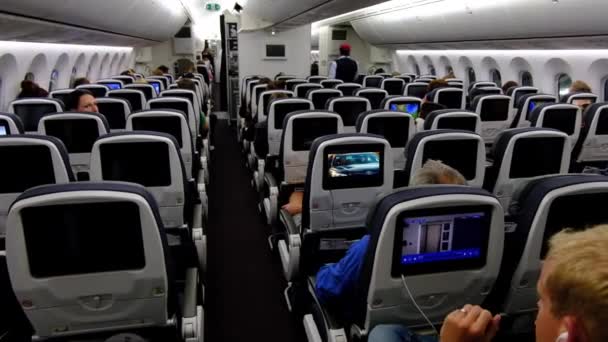 Aeromexico Dreamliner Boeing 787 Interieur Met Mensen Passagiers Cabinepersoneel Mexico — Stockvideo