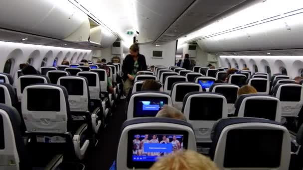 Aeromexico Dreamliner Boeing 787 Intérieur Avec Personnes Passagers Équipage Cabine — Video