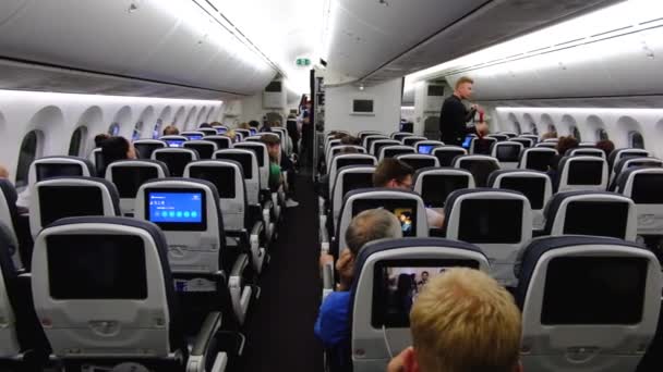 Aeromexico Dreamliner Boeing 787 Intérieur Avec Personnes Passagers Équipage Cabine — Video