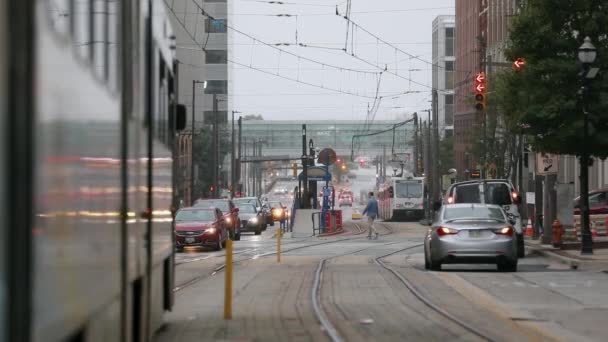 Baltimore Northbound Durağı Mta Kuzey Caddesi Işık Treni Light Raillink — Stok video