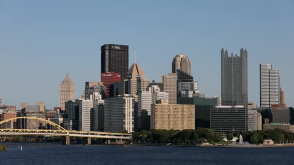 Paysage Urbain Pittsburgh Avec Quartier Des Affaires Fontaine Point State — Video