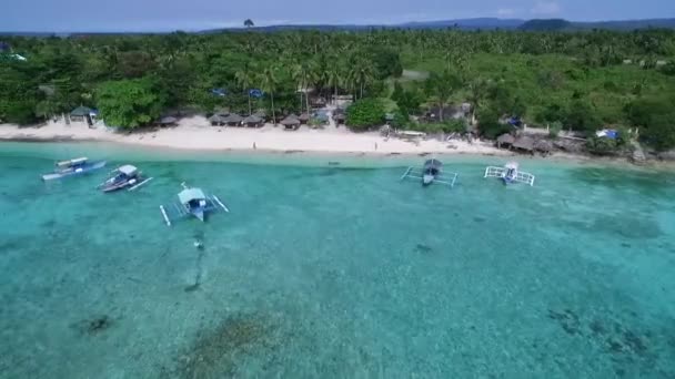 White Beach Moalboal Cebu Philippines Beautiful Landscape Seashore People Background — Stock Video