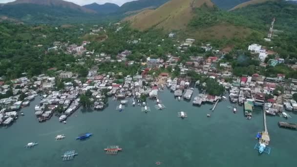 Coron Cityscape Sulu Sea Background Inglés Palawan Filipinas Local Architecure — Vídeos de Stock