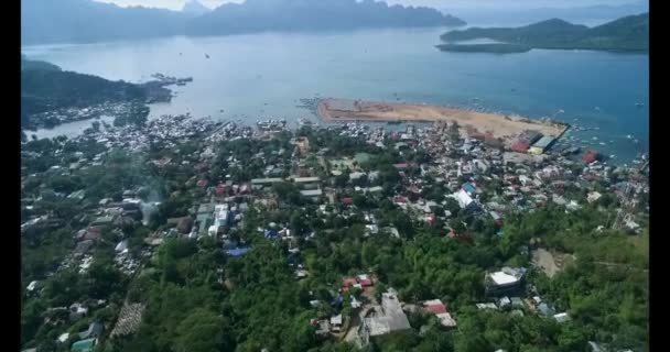 Coron Stadtbild Mit Sulu See Hintergrund Palawan Philippinen Lokale Architektur — Stockvideo