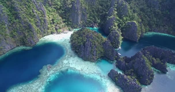 Twin Lagoon Lugar Muy Popular Entre Los Turistas Coron Palawan — Vídeos de Stock
