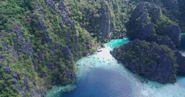 Twin Lagoon Lugar Muy Popular Entre Los Turistas Coron Palawan — Vídeos de Stock