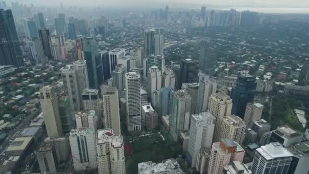 Město Makati Filipínách Cityscape Skyline Traffic Mrakodrapy Pozadí Obchodní Čtvrť — Stock video