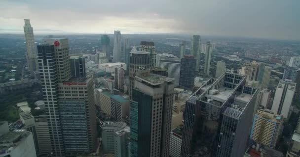Makati City Filipinach Miasto Skyline Drapacze Chmur Tle Wyładunek Okręgu — Wideo stockowe