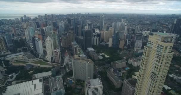 Filipinler Makati Şehrinde Gökdelenler Gökdelenler Arka Planda Manila Bölgesi — Stok video