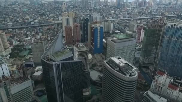 Manila Makati City Fülöp Szigeteken Cityscape Skyline Üzleti Felhőkarcolók Háttérben — Stock videók
