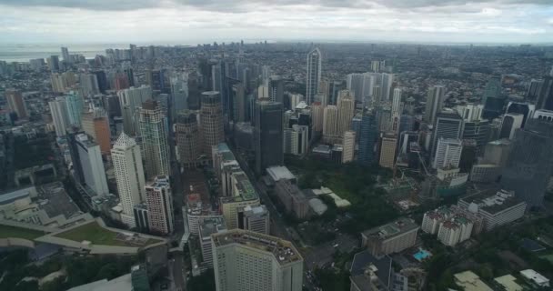 Město Makati Filipínách Cityscape Skyline Mrakodrapy Pozadí Obchodní Čtvrť Manila — Stock video
