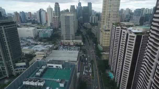 Provoz Makati City Filipínách Cityscape Skyline Mrakodrapy Pozadí Obchodní Čtvrť — Stock video