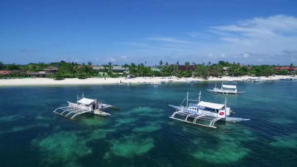 Boten Bounty Beach Malapascua Island Seashore Cebu Filipijnen Sulu Zee — Stockvideo