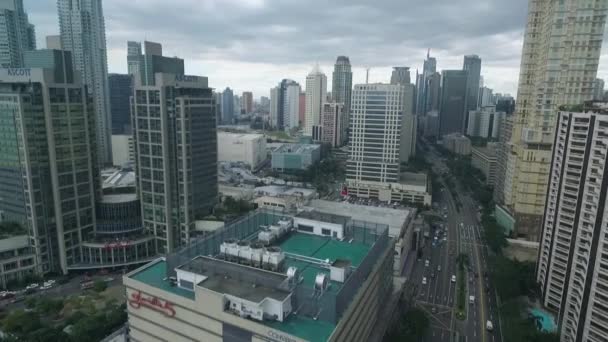 Verkeer Makati City Filippijnen Cityscape Skyline Skyscrapers Achtergrond Manilla Business — Stockvideo