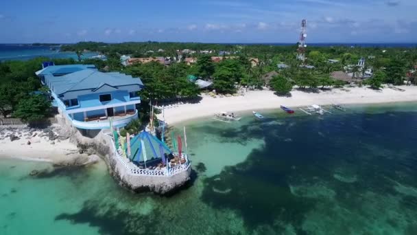 Malapascua Island Seashore Cebu Filippinerna Sulu Hav Båtar Och Vackra — Stockvideo