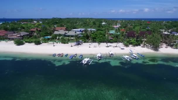 Malapascua Island Seashore Cebu Philippinen Sulu Meer Boote Und Schöne — Stockvideo